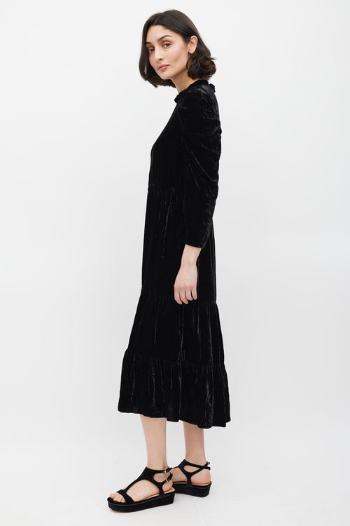 Ulla Johnson Black Velvet Puff Sleeve Dress