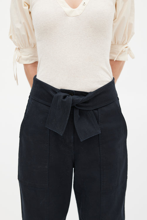 Ulla Johnson Black Waist Tie Storm Cargo Pant