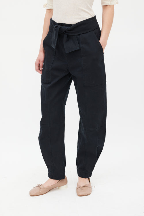 Ulla Johnson Black Waist Tie Storm Cargo Pant