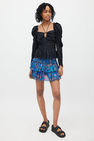 Ulla Johnson Black Ruffle 
Puff Sleeve Blouse