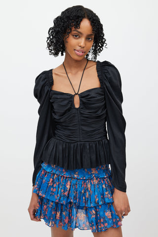 Ulla Johnson Black Ruffle 
Puff Sleeve Blouse