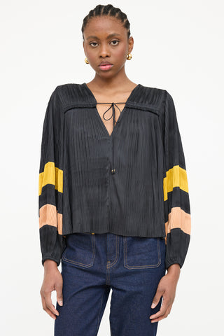 Ulla Johnson Pleated Striped Tie Top