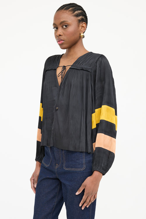 Ulla Johnson Pleated Striped Tie Top