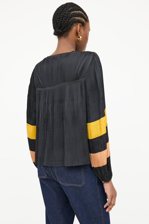 Ulla Johnson Pleated Striped Tie Top