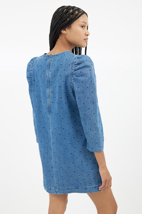 Ulla Johnson Blue Denim Polka Dots Dress