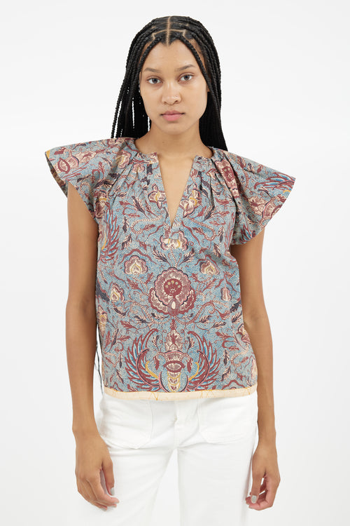 Ulla Johnson Blue 
Multi Print Blouse