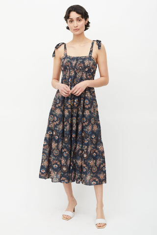 Ulla Johnson Blue 
Multicolour Floral Midi Dress