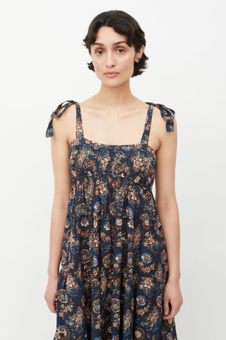 Ulla Johnson Blue 
Multicolour Floral Midi Dress