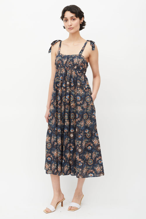 Ulla Johnson Blue 
Multicolour Floral Midi Dress