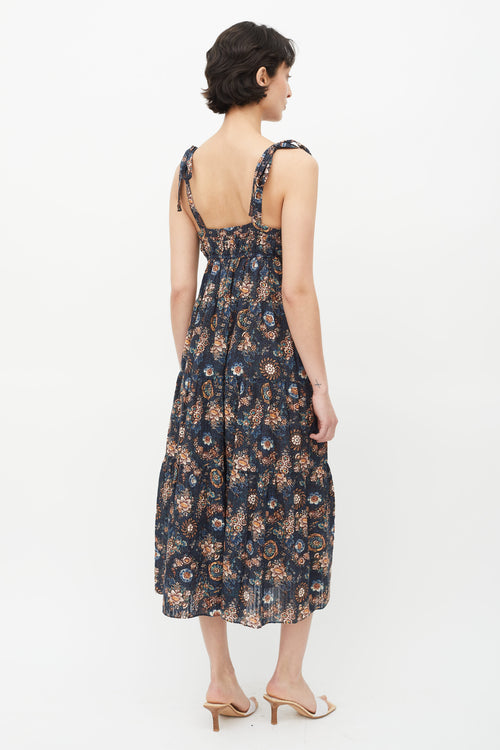 Ulla Johnson Blue 
Multicolour Floral Midi Dress