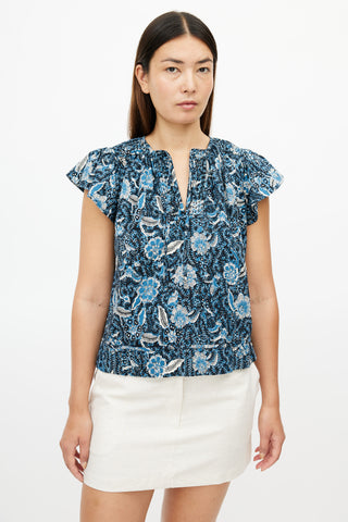 Ulla Johnson Blue 
Multicolour Floral Top