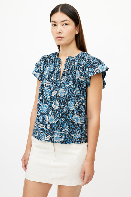 Ulla Johnson Blue 
Multicolour Floral Top