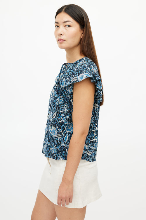 Ulla Johnson Blue 
Multicolour Floral Top