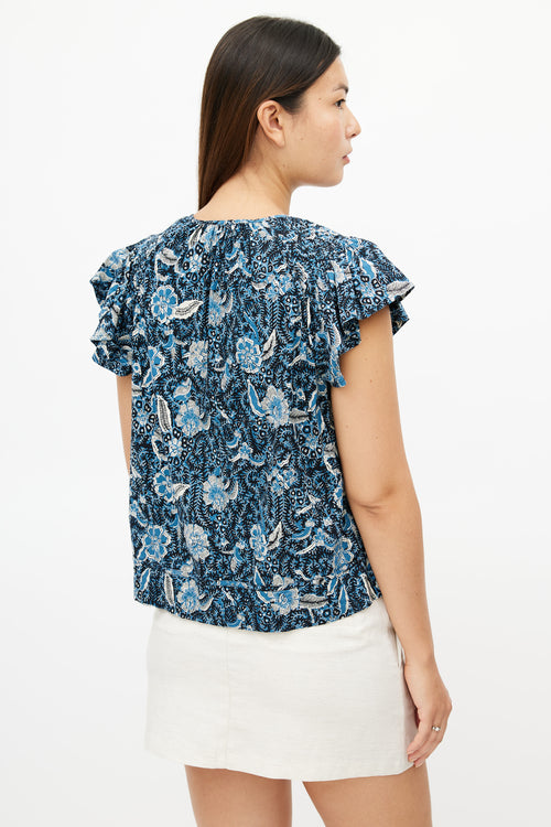 Ulla Johnson Blue 
Multicolour Floral Top