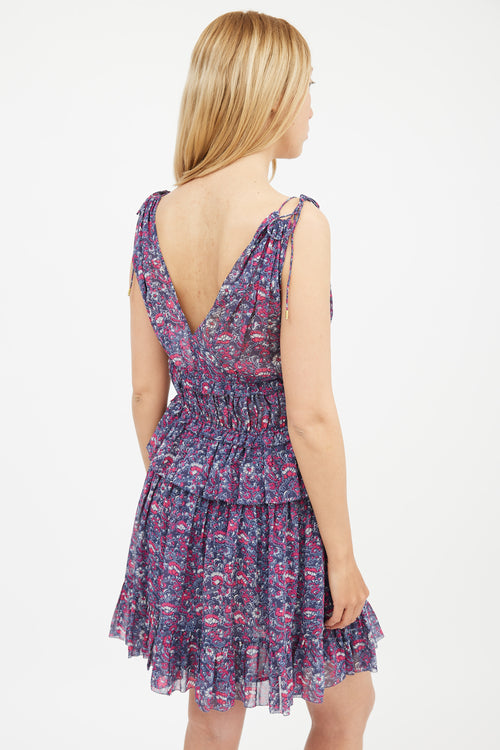 Ulla Johnson Blue 
Purple Silk Noelle Floral Dress