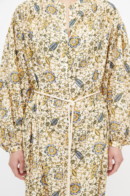 Ulla Johnson Brown Floral Belted Shirt Dress