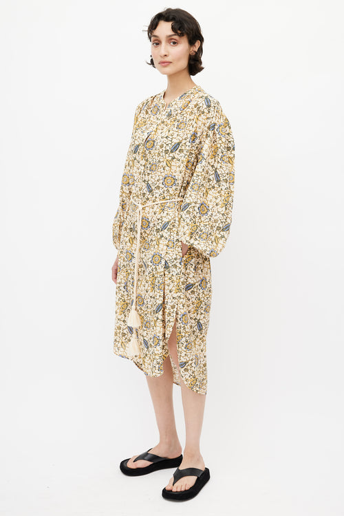 Ulla Johnson Brown Floral Belted Shirt Dress