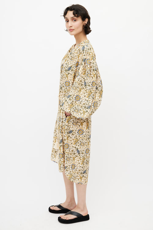 Ulla Johnson Brown Floral Belted Shirt Dress