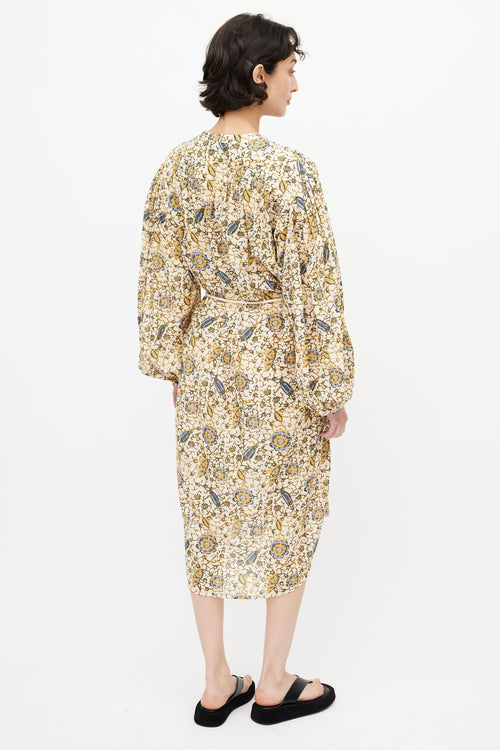 Ulla Johnson Brown Floral Belted Shirt Dress