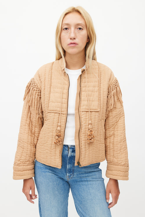 Ulla Johnson Brown Fringe Silk Kibo Jacket