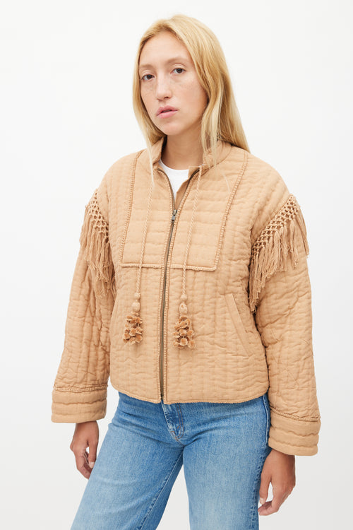 Ulla Johnson Brown Fringe Silk Kibo Jacket