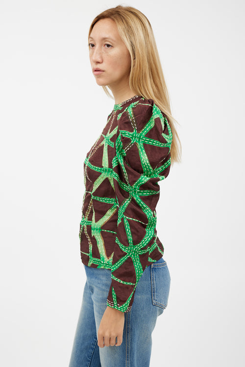 Ulla Johnson Brown 
Green Stitch Top