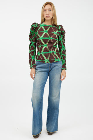 Ulla Johnson Brown 
Green Stitch Top