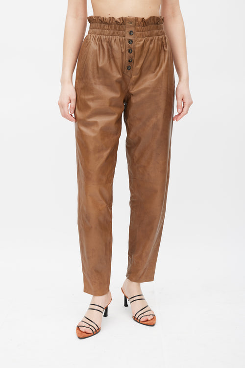 Ulla Johnson Brown Leather Paper Bag Pants