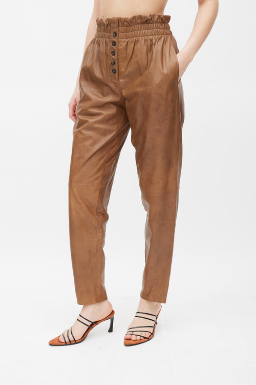 Ulla Johnson Brown Leather Paper Bag Pants