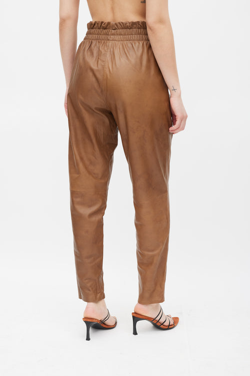 Ulla Johnson Brown Leather Paper Bag Pants