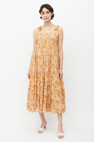 Ulla Johnson Brown 
Multicolour Floral Midi Dress