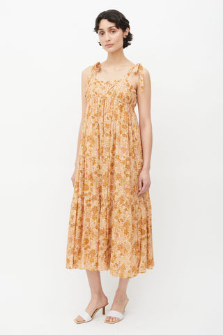 Ulla Johnson Brown 
Multicolour Floral Midi Dress