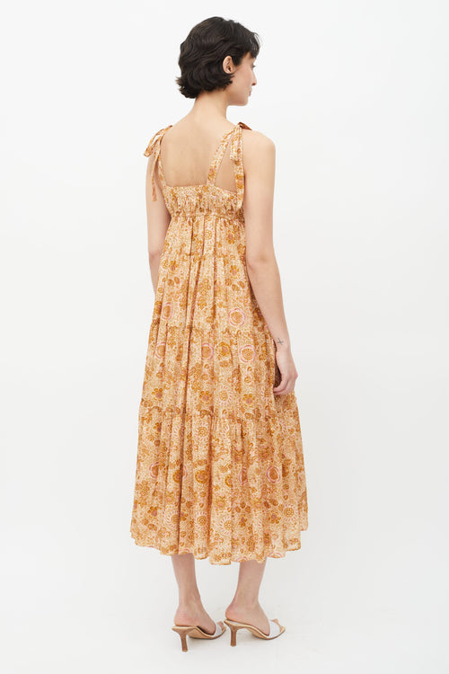 Ulla Johnson Brown 
Multicolour Floral Midi Dress