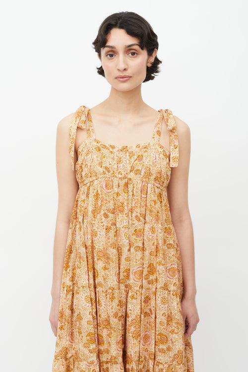 Ulla Johnson Brown 
Multicolour Floral Midi Dress