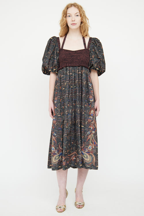 Ulla Johnson Green 
Multicolour Nylon Paisley Dress