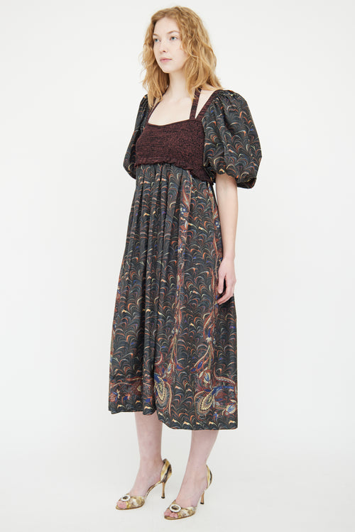 Ulla Johnson Green 
Multicolour Nylon Paisley Dress