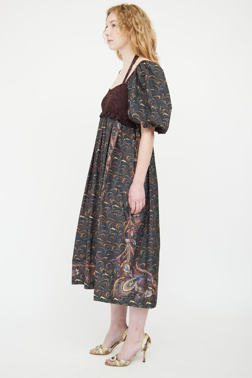 Ulla Johnson Green 
Multicolour Nylon Paisley Dress