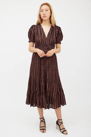 Ulla Johnson Brown 
Pink Metallic Striped Dress