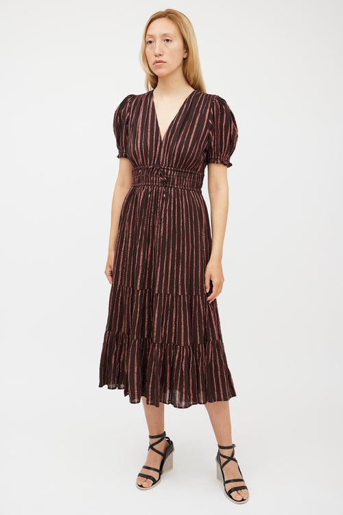 Ulla Johnson Brown 
Pink Metallic Striped Dress