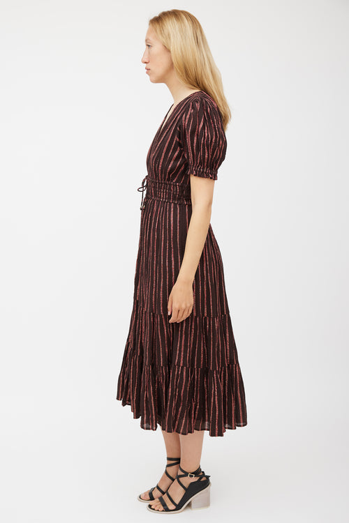 Ulla Johnson Brown 
Pink Metallic Striped Dress