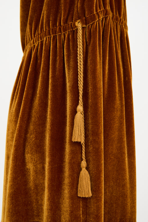 Ulla Johnson Gold Velvet Tiered Dress