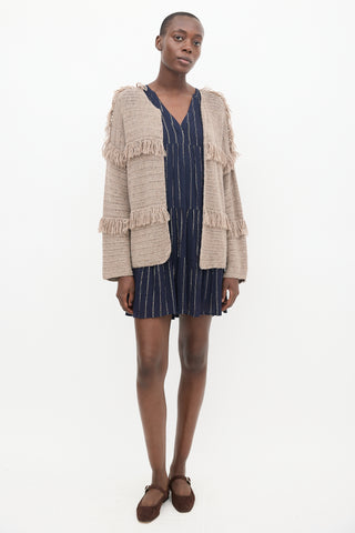 Ulla Johnson Brown Wool Knit Fringe Cardigan