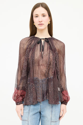 Ulla Johnson Silk Sheer Patterned Top