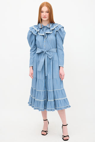 Ulla Johnson Chambray Bunny Ruffle Dress