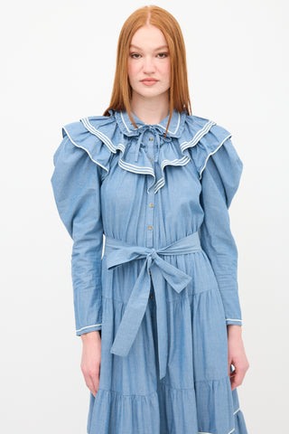 Ulla Johnson Chambray Bunny Ruffle Dress