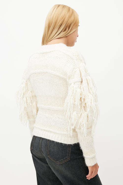 Ulla Johnson Cream Alpaca Fringe Knit Sweater