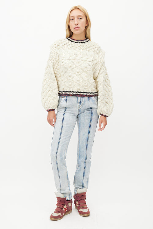 Ulla Johnson Cream 
Multicolour Metallic Wool Knit Sweater