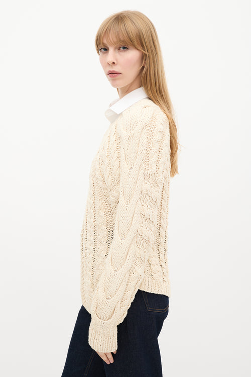 Ulla Johnson Cream Cable Knit Sweater