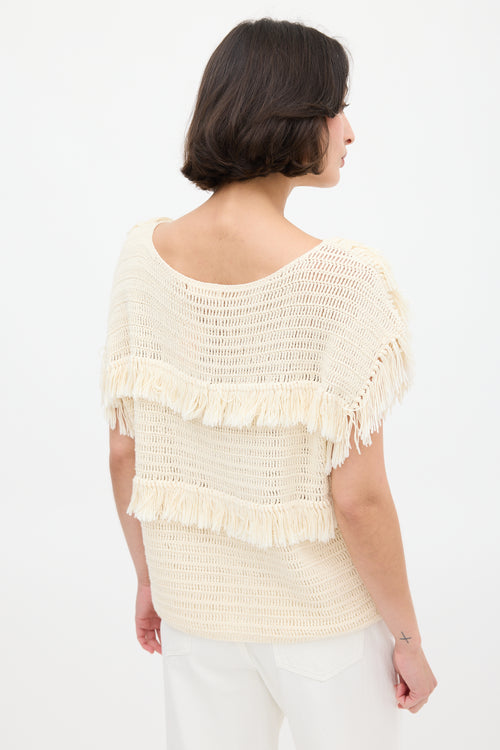 Ulla Johnson Cream Crochet Fringe Top