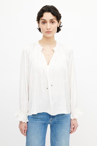 Ulla Johnson Cream Floral Embroidered Top